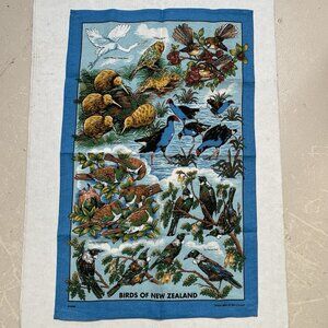 Derek Kitchen Linen Tea Towel Birds of New Zealand Colorful Farmhouse Cottage